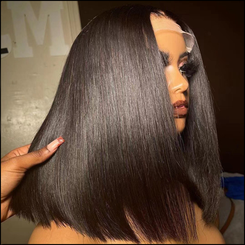 12A Double Drawn Wig Brazilian Human Hair 13*4 Lace Bob Wigs -