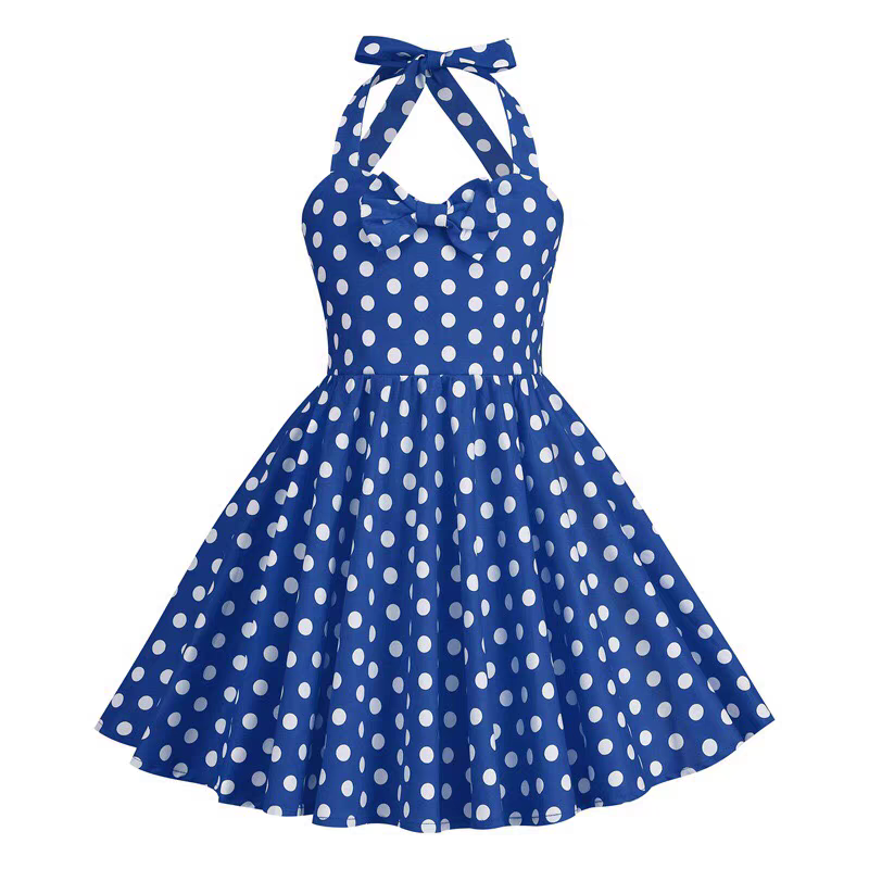 Hong Kong Style Retro Girl Western Style Polka Dot Short Sleeve Fashion Performance Costume Kids Cute Big Swing Dress European and American Summer -