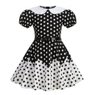 Hong Kong Style Retro Girl Western Style Polka Dot Short Sleeve Fashion Performance Costume Kids Cute Big Swing Dress European and American Summer -