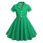 Hong Kong Style Retro Girl Western Style Polka Dot Short Sleeve Fashion Performance Costume Kids Cute Big Swing Dress European and American Summer -