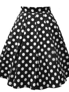 Hepburn Retro Hong Kong Style High Waist Dotted Prints Ruched Easiest for Match Fashion Slim Looking A- line Large Hem Skirt Umbrella Skirt for Women -