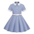 Hong Kong Style Retro Girl Western Style Polka Dot Short Sleeve Fashion Performance Costume Kids Cute Big Swing Dress European and American Summer -