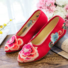 One Pedal Stereo Retro Inner Height Increase Embroidered Cotton Shoes -