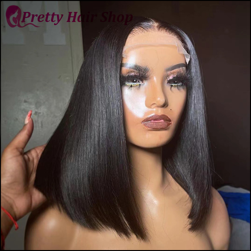 12A Double Drawn Wig Brazilian Human Hair 13*4 Lace Bob Wigs -