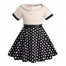 Hong Kong Style Retro Girl Western Style Polka Dot Short Sleeve Fashion Performance Costume Kids Cute Big Swing Dress European and American Summer -