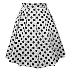 Hepburn Retro Hong Kong Style High Waist Dotted Prints Ruched Easiest for Match Fashion Slim Looking A- line Large Hem Skirt Umbrella Skirt for Women -