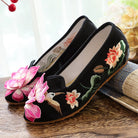 One Pedal Stereo Retro Inner Height Increase Embroidered Cotton Shoes -