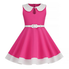 Hong Kong Style Retro Girl Western Style Polka Dot Short Sleeve Fashion Performance Costume Kids Cute Big Swing Dress European and American Summer -