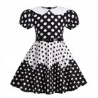 Hong Kong Style Retro Girl Western Style Polka Dot Short Sleeve Fashion Performance Costume Kids Cute Big Swing Dress European and American Summer -