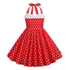 Hong Kong Style Retro Girl Western Style Polka Dot Short Sleeve Fashion Performance Costume Kids Cute Big Swing Dress European and American Summer -