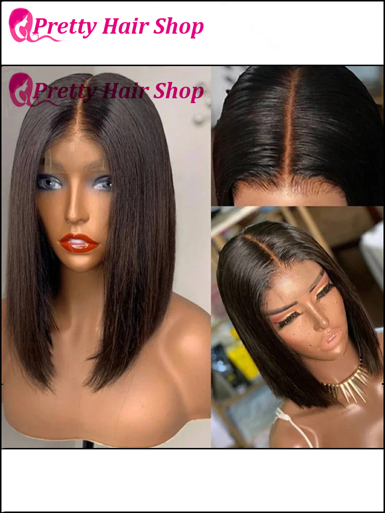 12A Double Drawn 2*6 Short Bob Wigs Brazilian Human Hair Wig -