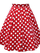 Hepburn Retro Hong Kong Style High Waist Dotted Prints Ruched Easiest for Match Fashion Slim Looking A- line Large Hem Skirt Umbrella Skirt for Women -