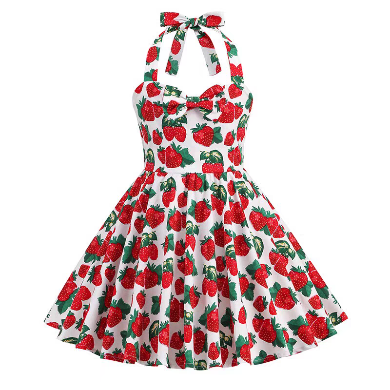 Hong Kong Style Retro Girl Western Style Polka Dot Short Sleeve Fashion Performance Costume Kids Cute Big Swing Dress European and American Summer -