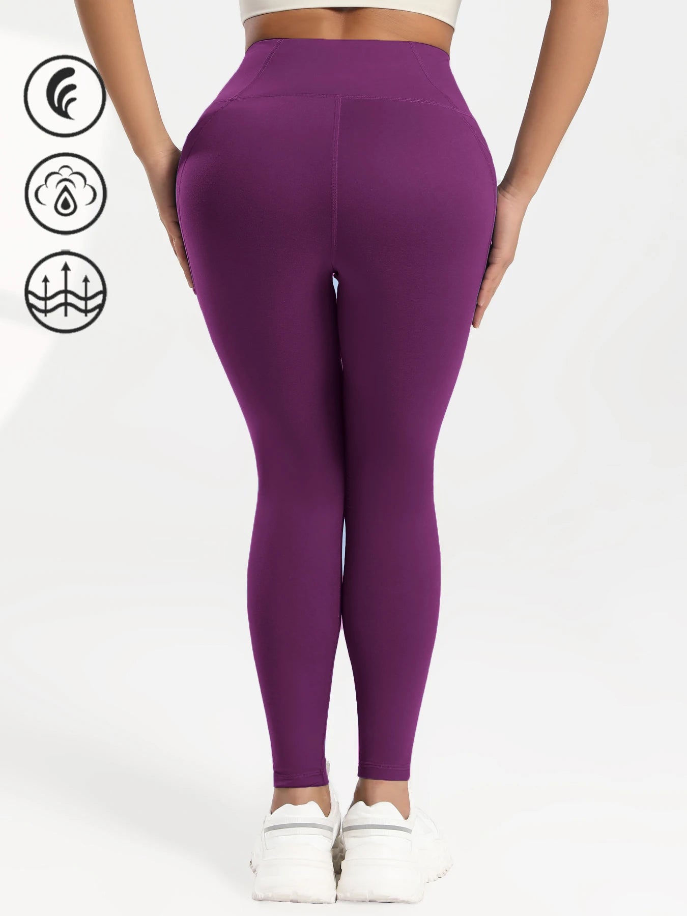 Yoga Pants with Pockets Tummy Control Butt Lifting Fitness Tights Women Solid Color Workout Leggings Sportswear -