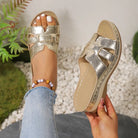 2025 Women's Orthopedic Sandals Open Toe Retro Wedge Casual Flat Slippers Anti-slip Thick Sole -