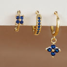 3PCS Trendy Stainless Steel Flower Drop Earring Set -
