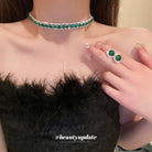 Green Necklace & Stud Earrings -