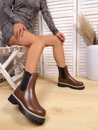 Shoes for Women Autumn and Winter New Round Toe Low Heel Women Boots Chelsea Motorcycle Boots Solid Color Casual Women Shoes 43 -