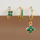 3PCS Trendy Stainless Steel Flower Drop Earring Set -