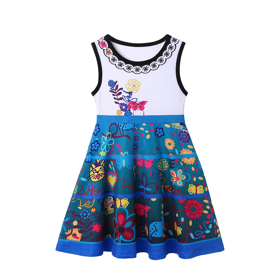 Summer Casual Dress for Girls Mermaid Dress One-Shoulder Sling Short Sleeve Cosplay Princess Costume Casual Vest 2-10 Years -