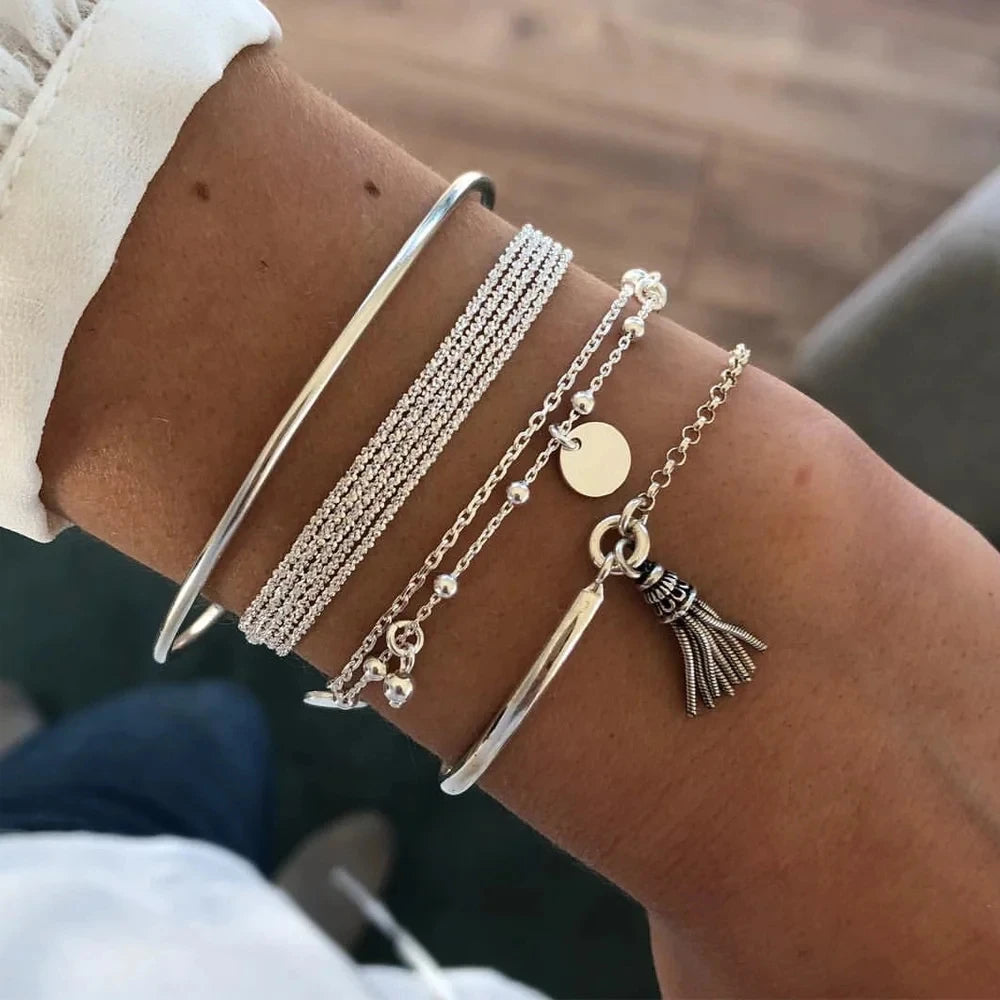 4pcs Cuban Chain Bracelets -