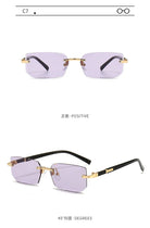 Rimless Sunglasses Rectangle Fashion Popular Women Men Shades Small Square Sun Glasses For Female Male Summer Traveling Oculos -