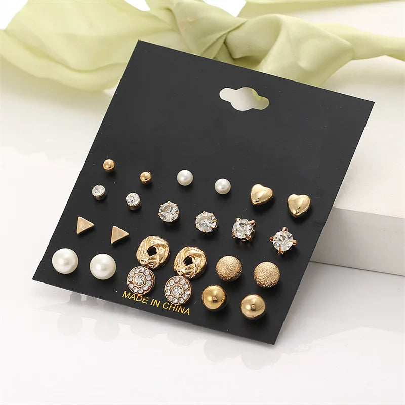 Trendy Vintage Gold Color Earrings Set -