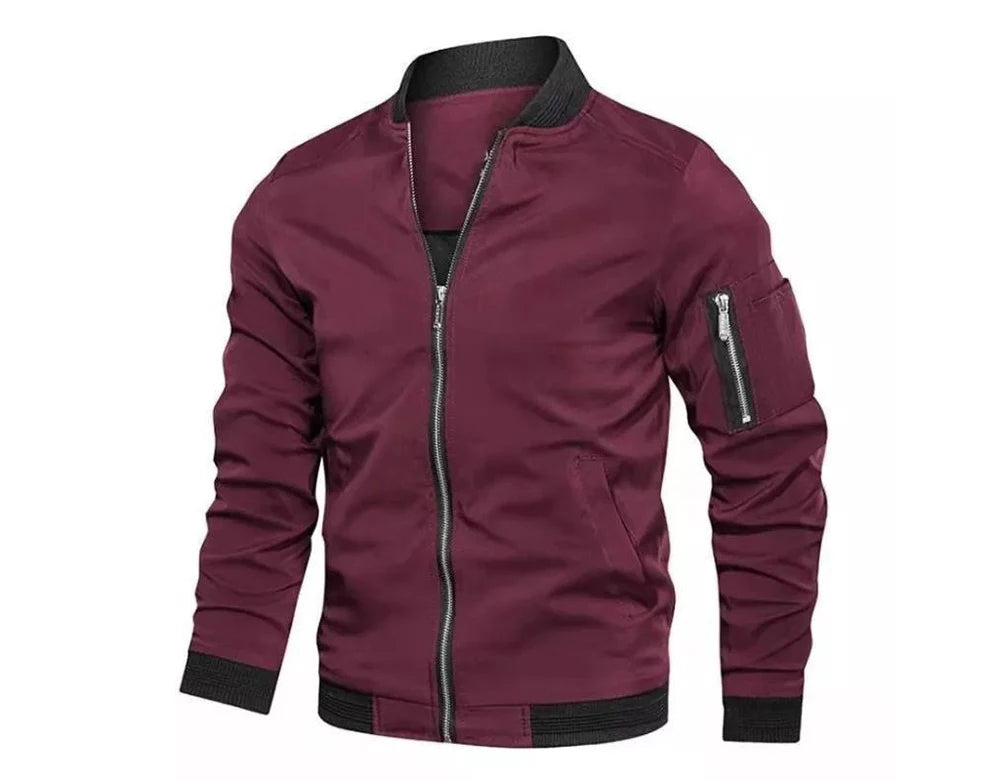 Stay stylish and comfortable with this men's casual lightweight bomber jacket. -
