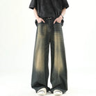 Men Denim Pants Blue Washed Male Jeans -
