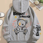Street Men's and Women's Sweatshirts Endless Struggle Graffiti Bear Print Hoodies Loose Sweatshirt Set Sportswear Casual -