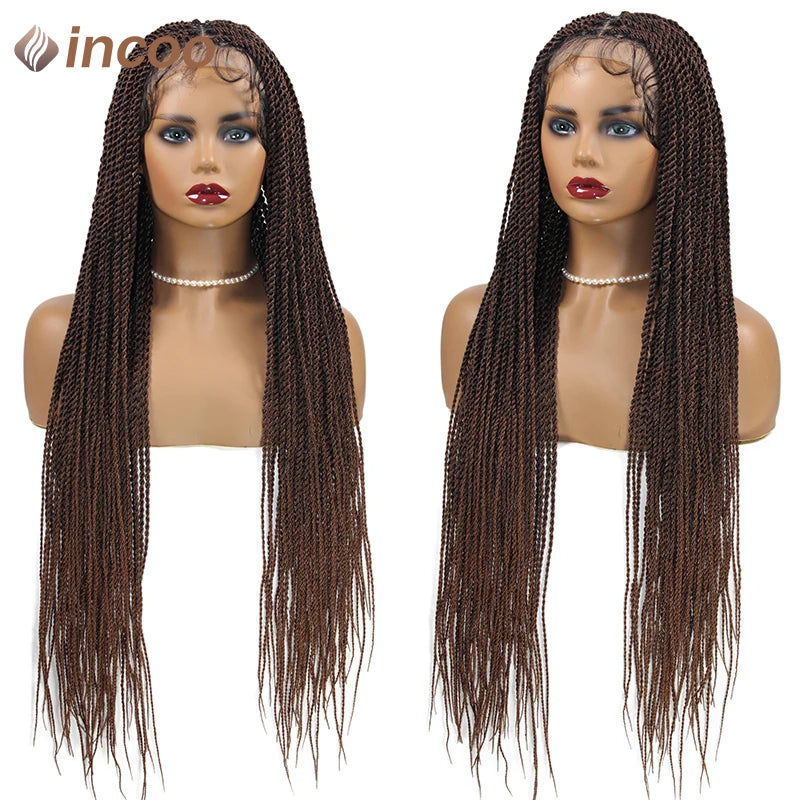 Full Lace Frontal Wigs Twist Braids Box Braids Lace Faux Locs Wig Goddess Braids -