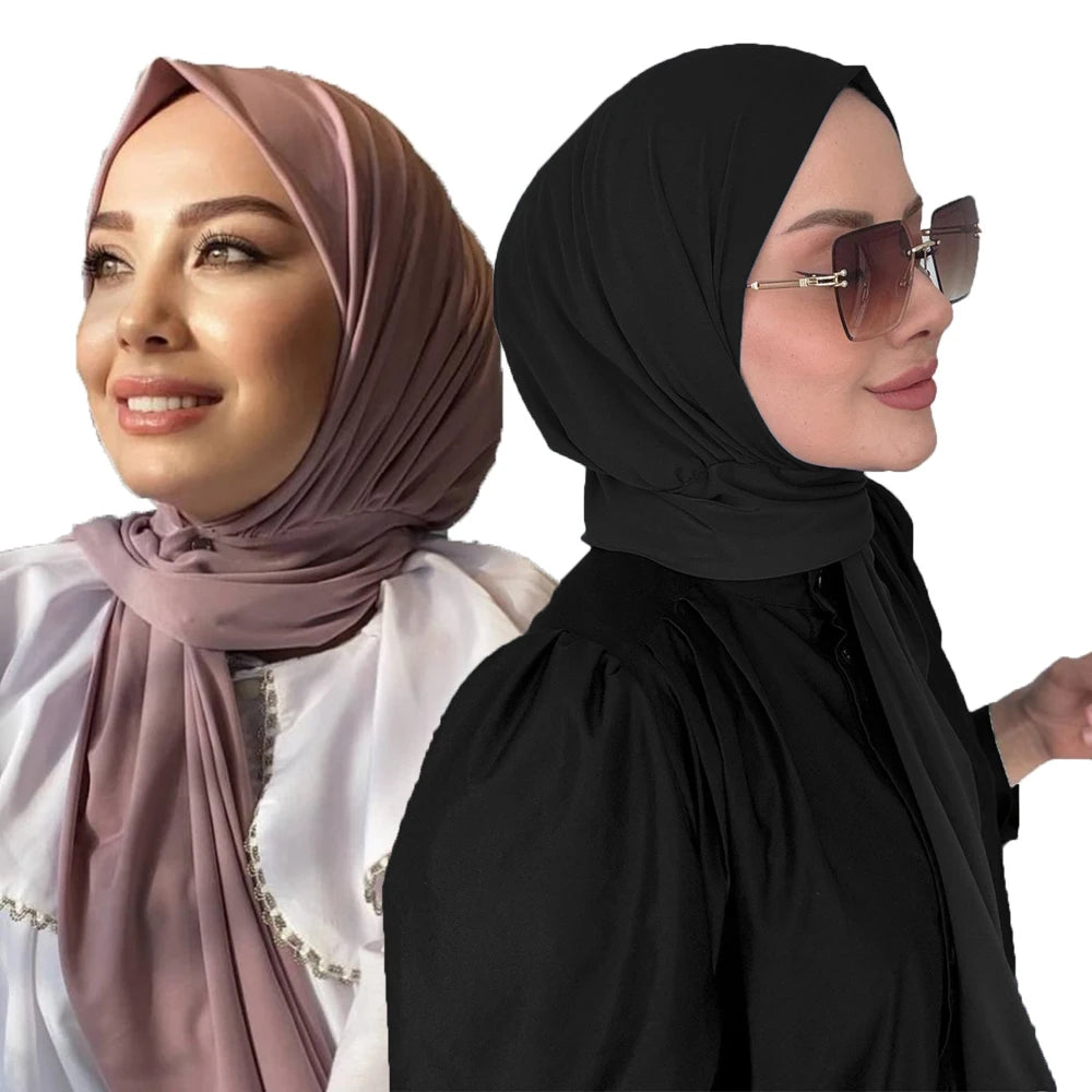 Experience effortless style and full coverage with this ready-to-wear instant hijab—featuring a secure fastener design, perfect for Muslim women seeking comfort and elegance! -