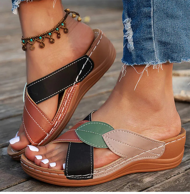 Women's Sandals 2025 Summer Shoes Woman Mix Color Heels Sandals Summer Women Slippers Elegant Heeled Footwear Chaussures Femme -
