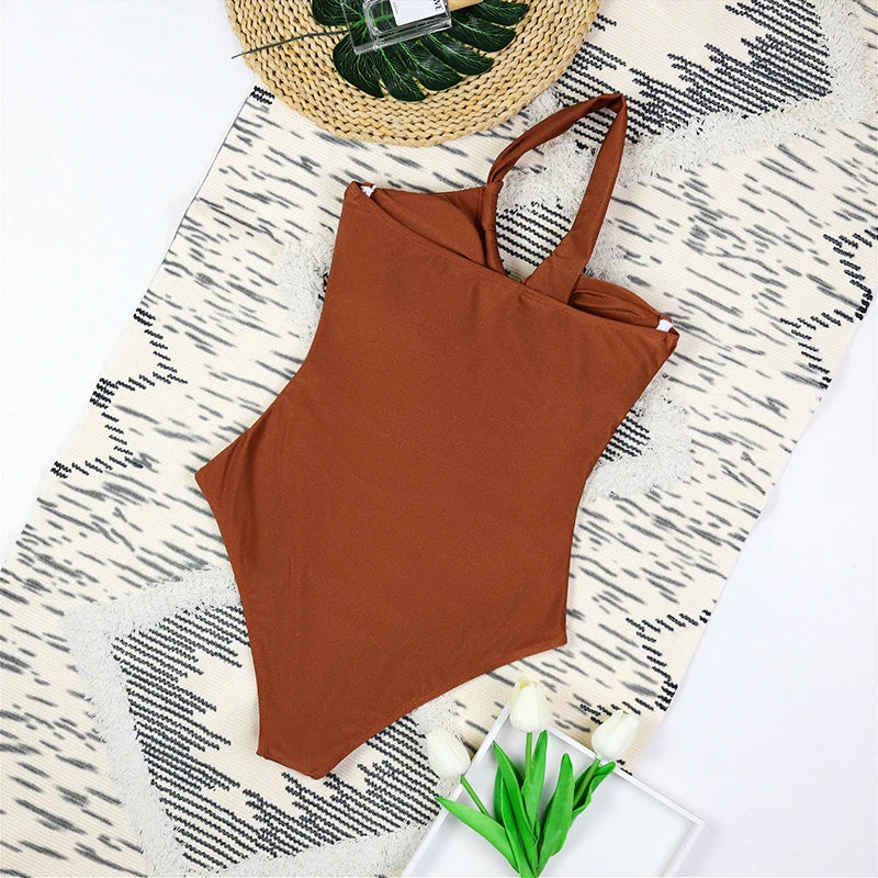 One Shoulder Swimsuit Women Swimwear 2025 Sexy Bikinis Female Biquini Hollowen Swim Suits Cut Out Bodysuit Bathingsuit Beachwear -
