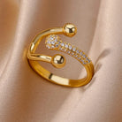 Gold Plated Stainless Steel Crystal Rings -