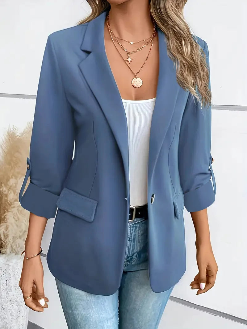 Step out in style with this sleek women's single-button blazer—classic elegance for any occasion! -