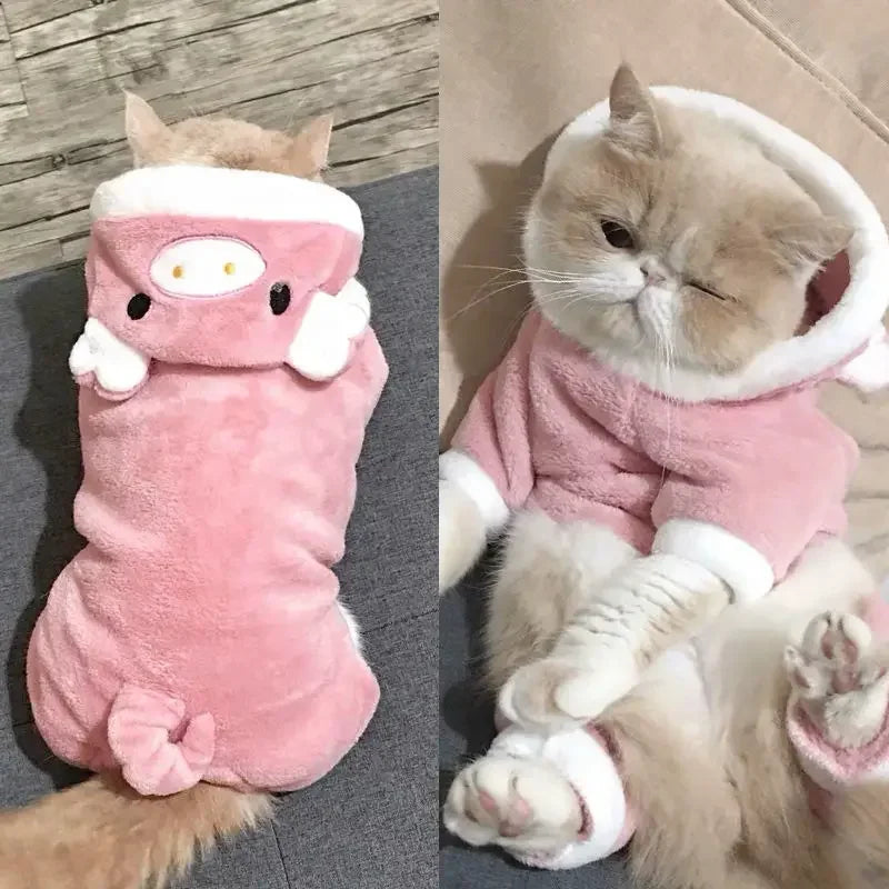 Keep your furry companions warm in the colder months with these thickened soft fleece dog and cat jumpsuits—perfect for cozy and stylish pet attire! -