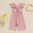 Toddler Kids Clothes Girls Summer Overalls Cotton Floral Print Backless Bowknot Rompers Jumpsuits Baby Clothing -