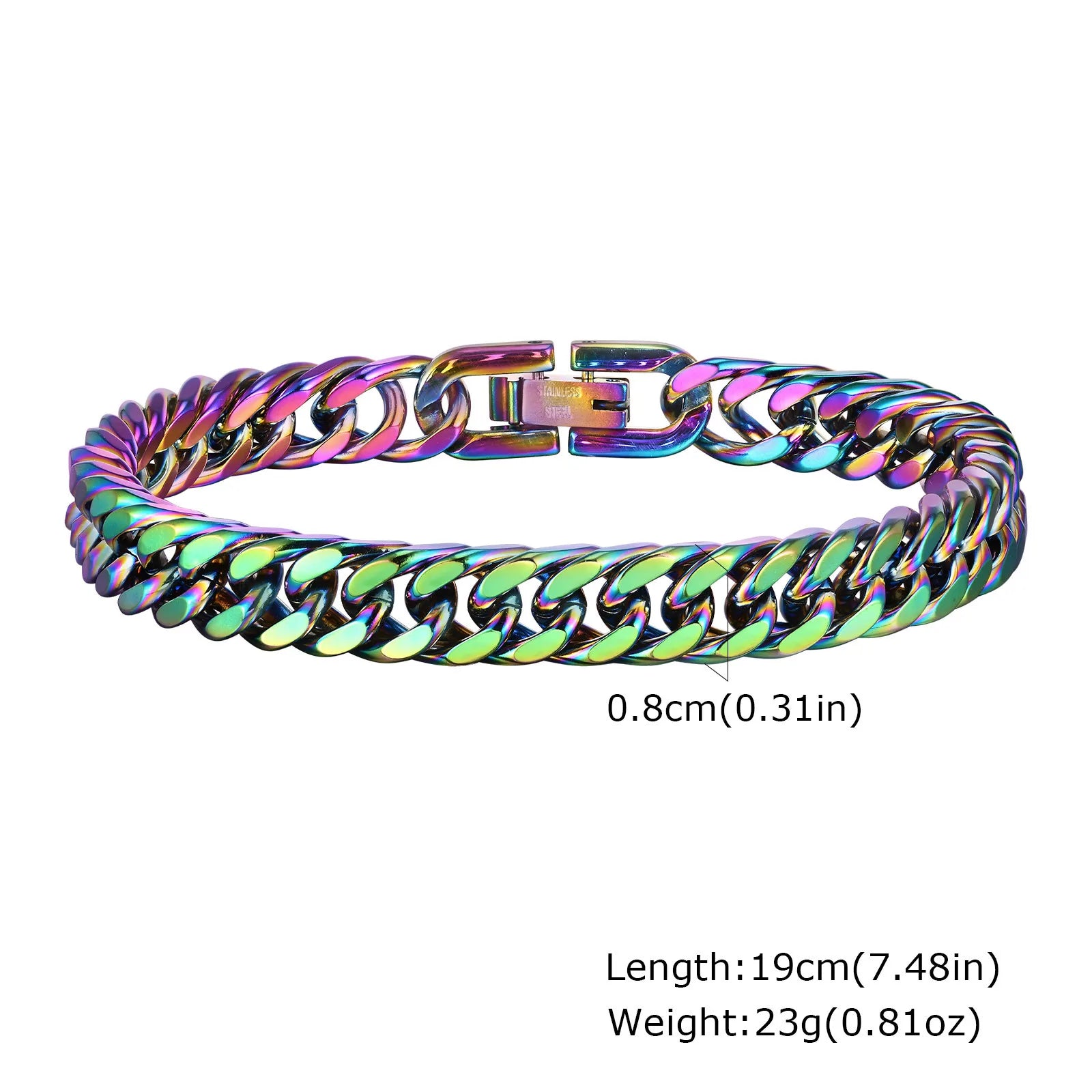 8mm/10mm/12mm Cuban Link Bracelets for Men Women -