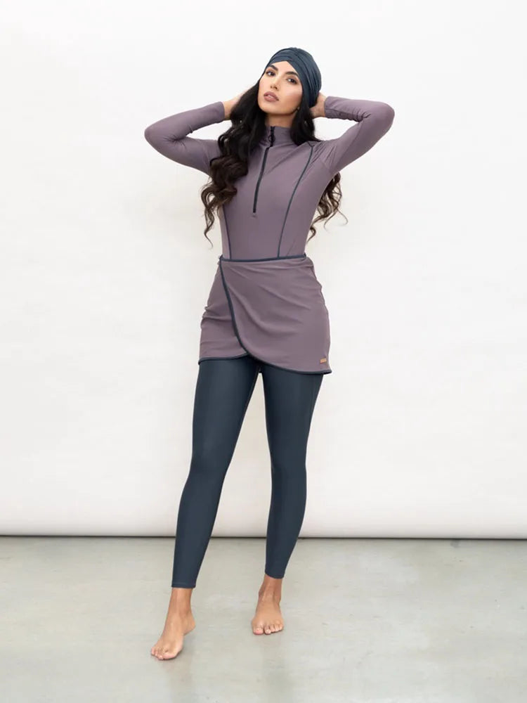Enjoy the water with confidence and comfort in this Muslim modest swimwear hijab swimsuit—designed for full coverage and stylish modesty! -