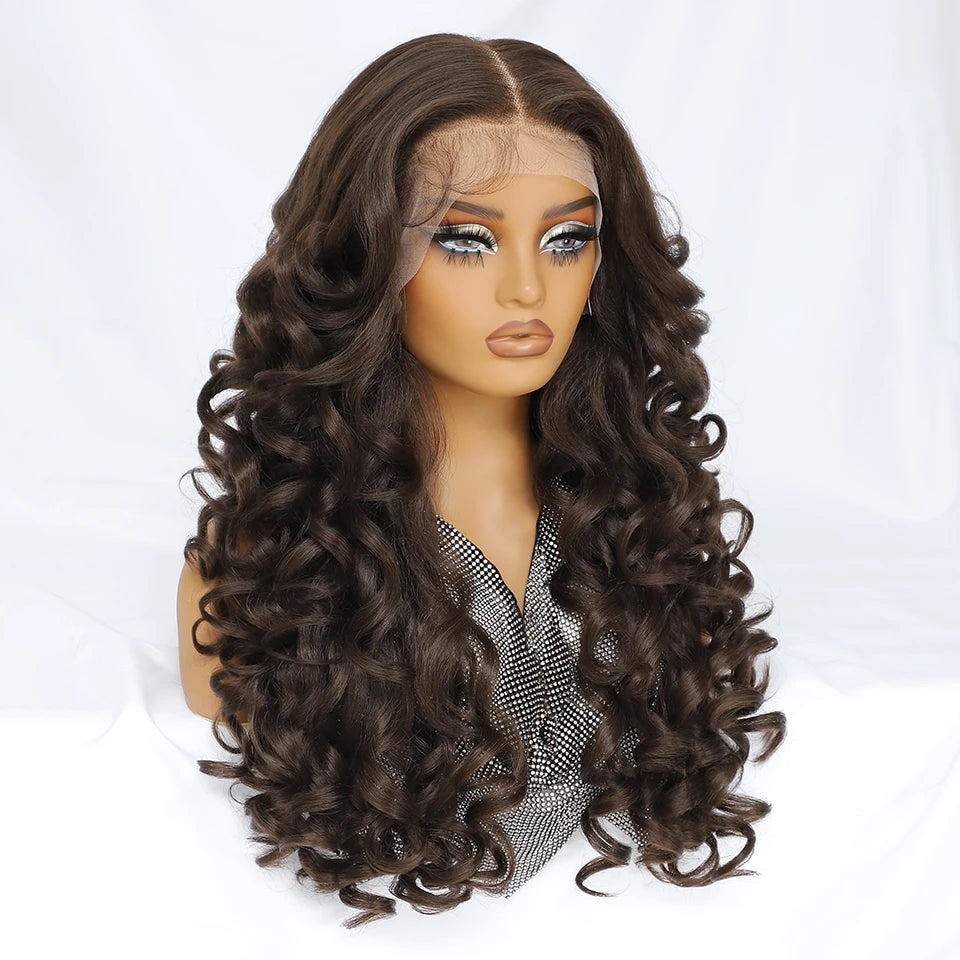 Achieve a stunning look with this Latisha curly 13x6 lace frontal wig. Featuring pre-plucked hairline and baby hair, this wig offers a natural and stylish appearance for a flawless finish. -