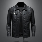 Men's Motorcycle Leather Jacket Large Size Pocket Black Zipper Lapel Korean Slim Fit Male High Quality PU Leather Coat for Men -