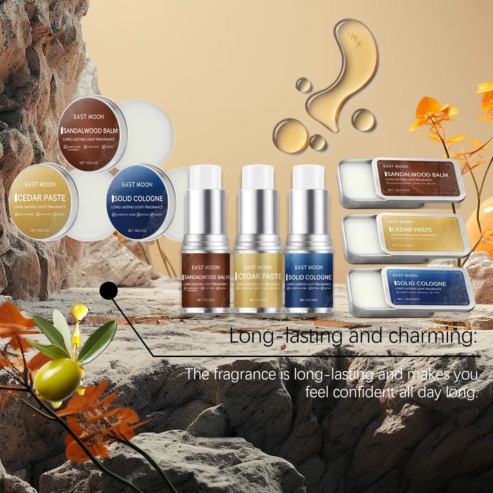 Men Sandalwood Balm Series Lasting Scent Keep Fresh Dating Flirting Improve Temptation Portable Body Light Fragrance Solid Balms -
