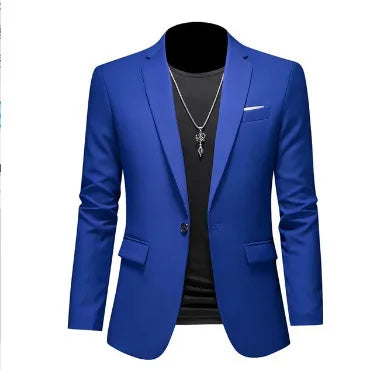 Step out in style with this men's single-button blazer—classic and sharp! -