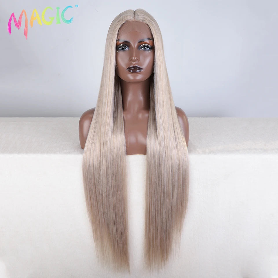Achieve a magical transformation with this 38-inch ombre blonde lace front wig. Ideal for cosplay, events, or everyday wear, this wig offers a cute and stylish look that is sure to turn heads. -