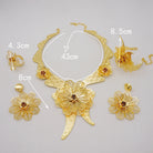 Flower Necklace Bracelet Earrings Ring Set -