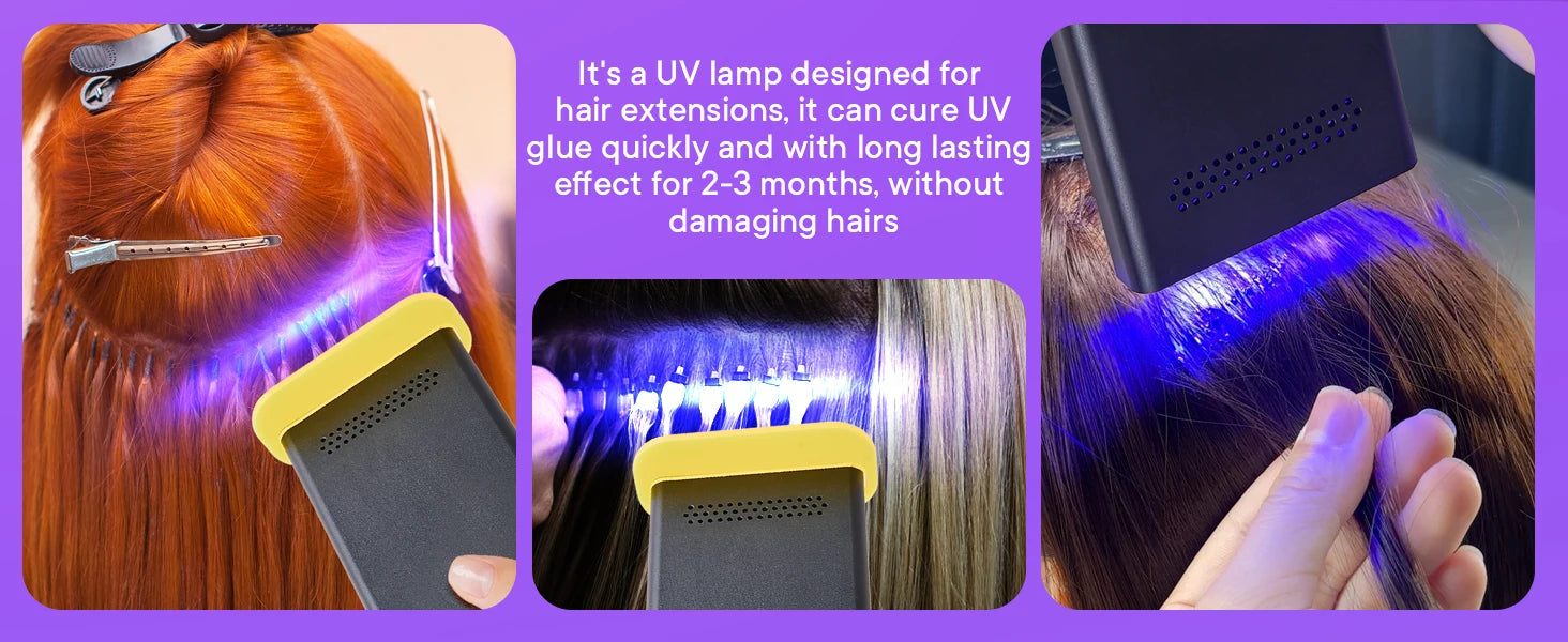 Handheld UV Light Hair Extension Tool Glue Quick Drying Beauty Salon Fast Grafting Hair Invisible Non-marking UV Curing Light -