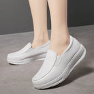 Women's White Casual Leather Sneakers -
