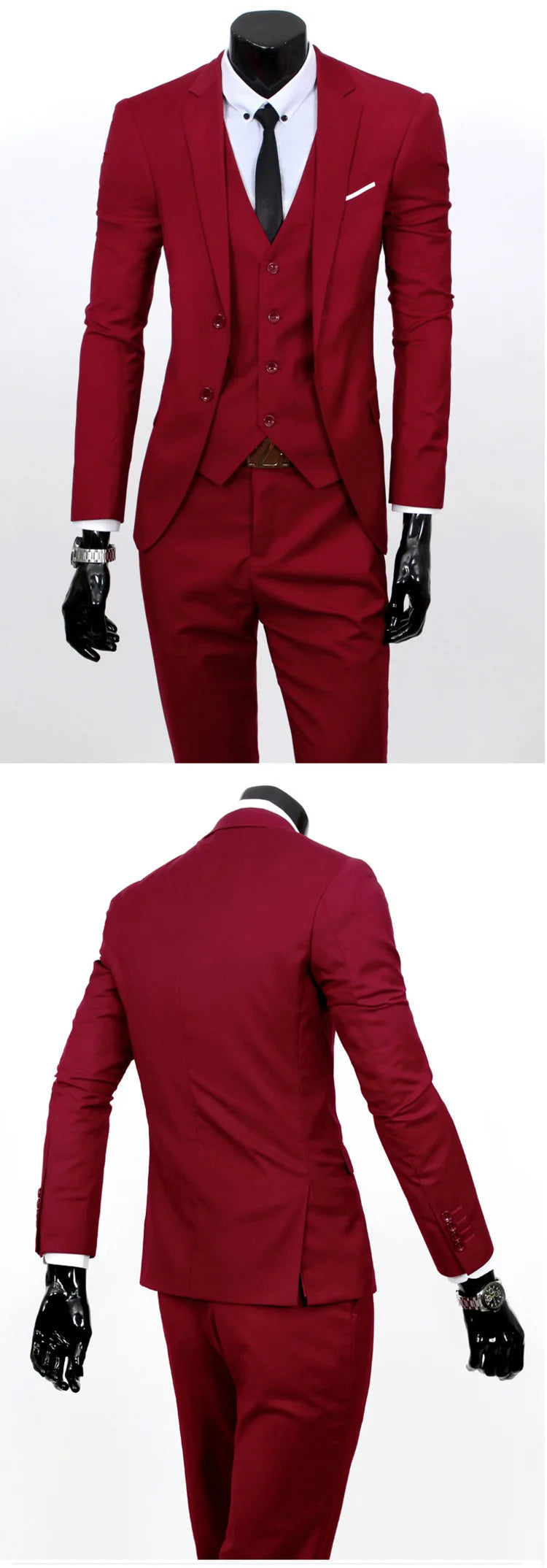 Spring Autumn New Fashion Men's Trendy Slim Business Solid Color 3 Pieces of Suits Sets Single Greasted Blazers Waistcoat Pants -