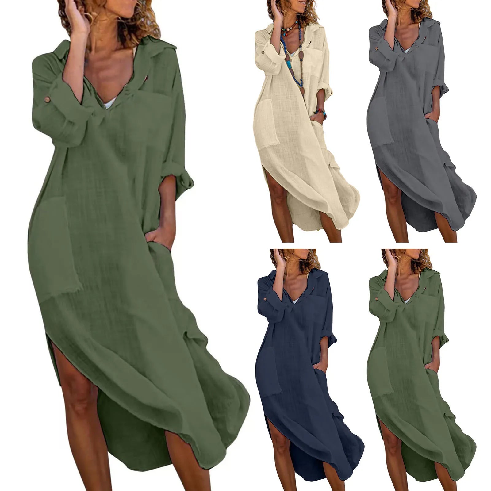 Dress Shirt for Women Linen Cotton Clothing -